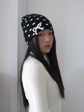 polka dot knit hat