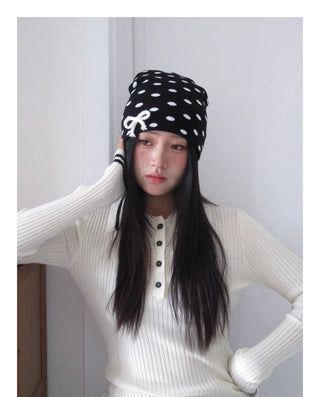 polka dot knit hat