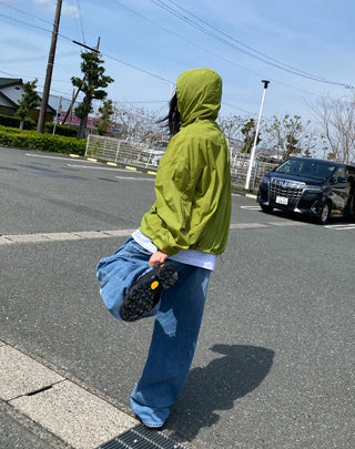 hoody nylon wind breaker