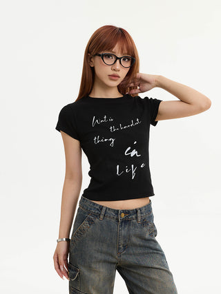 Letter print short t-shirt