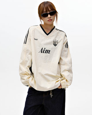 Retro striped loose sports jersey