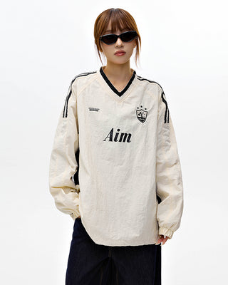 Retro striped loose sports jersey