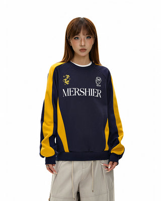 Retro letter stitching round neck sweatshirt