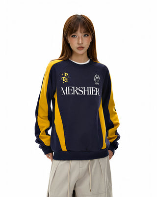 Retro letter stitching round neck sweatshirt