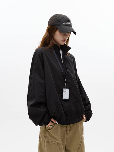 Loose versatile Stand collar jacket