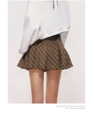 [WEEKH] plaid pleated skirt