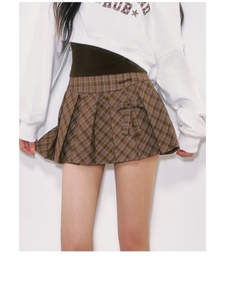 [WEEKH] plaid pleated skirt