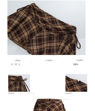 [WEEKH] plaid mesh skirt