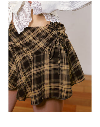 [WEEKH] plaid mesh skirt