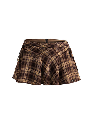 [WEEKH] plaid mesh skirt