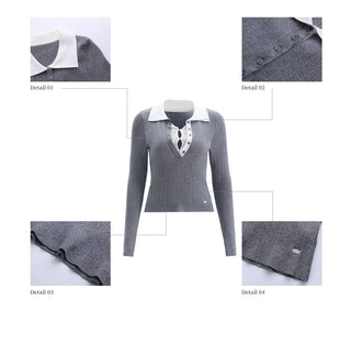 [WEEKH] lace polo knit