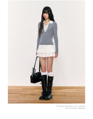 [WEEKH] lace polo knit