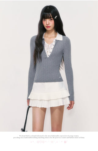 [WEEKH] lace polo knit