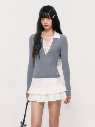 [WEEKH] lace polo knit