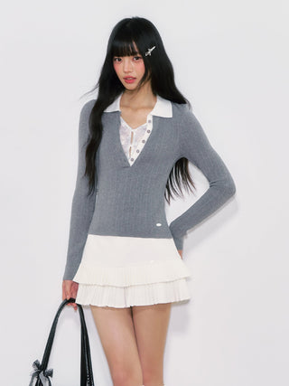 [WEEKH] lace polo knit