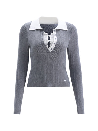 [WEEKH] lace polo knit
