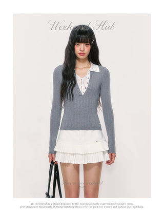 [WEEKH] lace polo knit