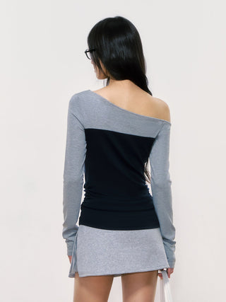 [WEEKH] contrast shoulder top