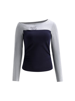 [WEEKH] contrast shoulder top
