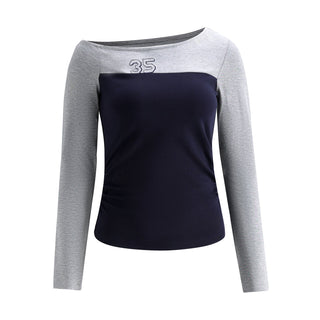[WEEKH] contrast shoulder top
