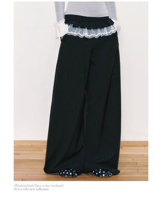 [WEEKH] striped wide pants