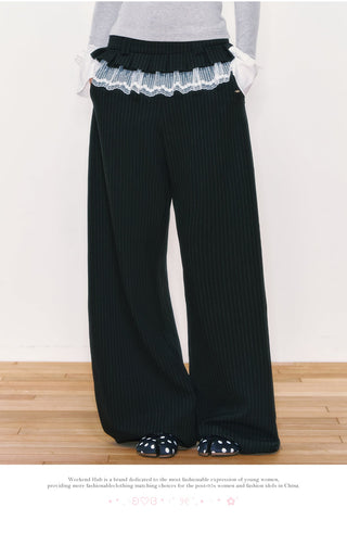 [WEEKH] striped wide pants