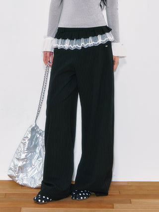 [WEEKH] striped wide pants