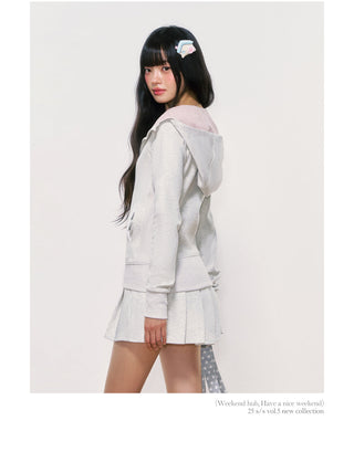 [WEEKH] patchwork hooded top