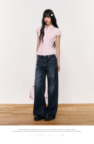 [WEEKH] contrast thread jeans