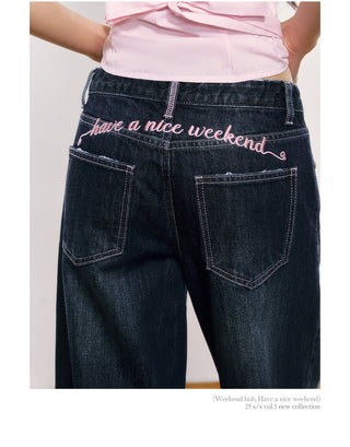 [WEEKH] contrast thread jeans