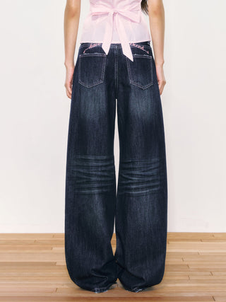 [WEEKH] contrast thread jeans