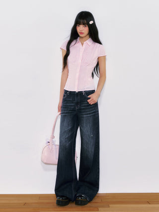 [WEEKH] contrast thread jeans