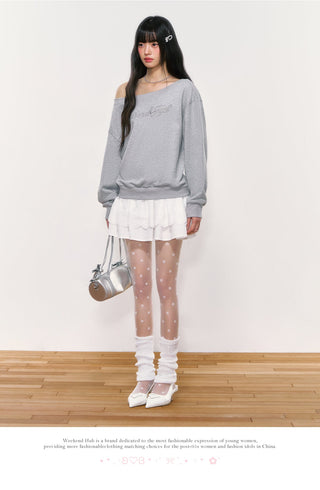 [WEEKH] letter embroidery sweater