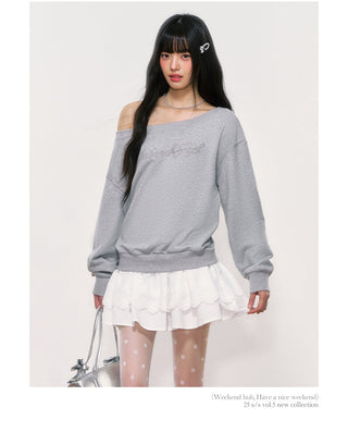 [WEEKH] letter embroidery sweater