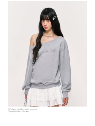 [WEEKH] letter embroidery sweater
