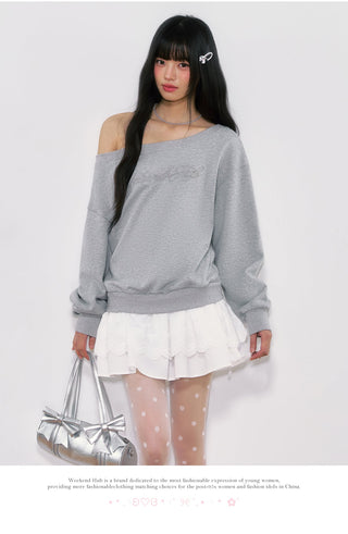 [WEEKH] letter embroidery sweater