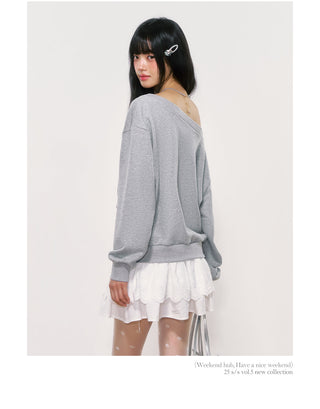 [WEEKH] letter embroidery sweater