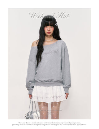 [WEEKH] letter embroidery sweater