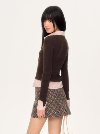 [WEEKH] plaid two-piece top