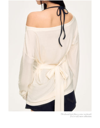 [WEEKH] lace-up shoulder top