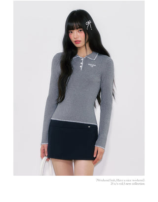 [WEEKH] contrast polo shirt