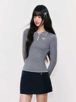 [WEEKH] contrast polo shirt