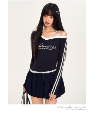[WEEKH] lace letter tee