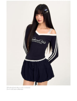 [WEEKH] lace letter tee