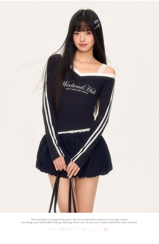 [WEEKH] lace letter tee