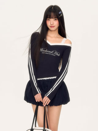 [WEEKH] lace letter tee