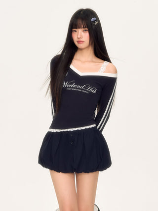 [WEEKH] lace letter tee