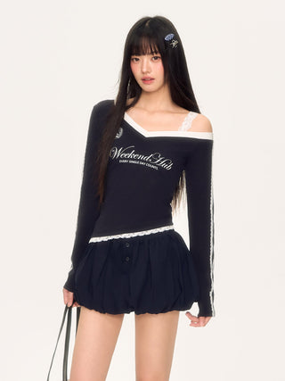 [WEEKH] lace letter tee