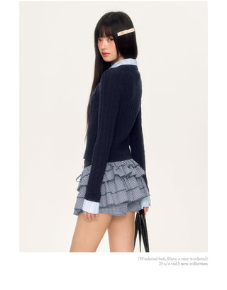 [WEEKH] striped collar top