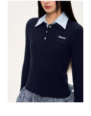 [WEEKH] striped collar top